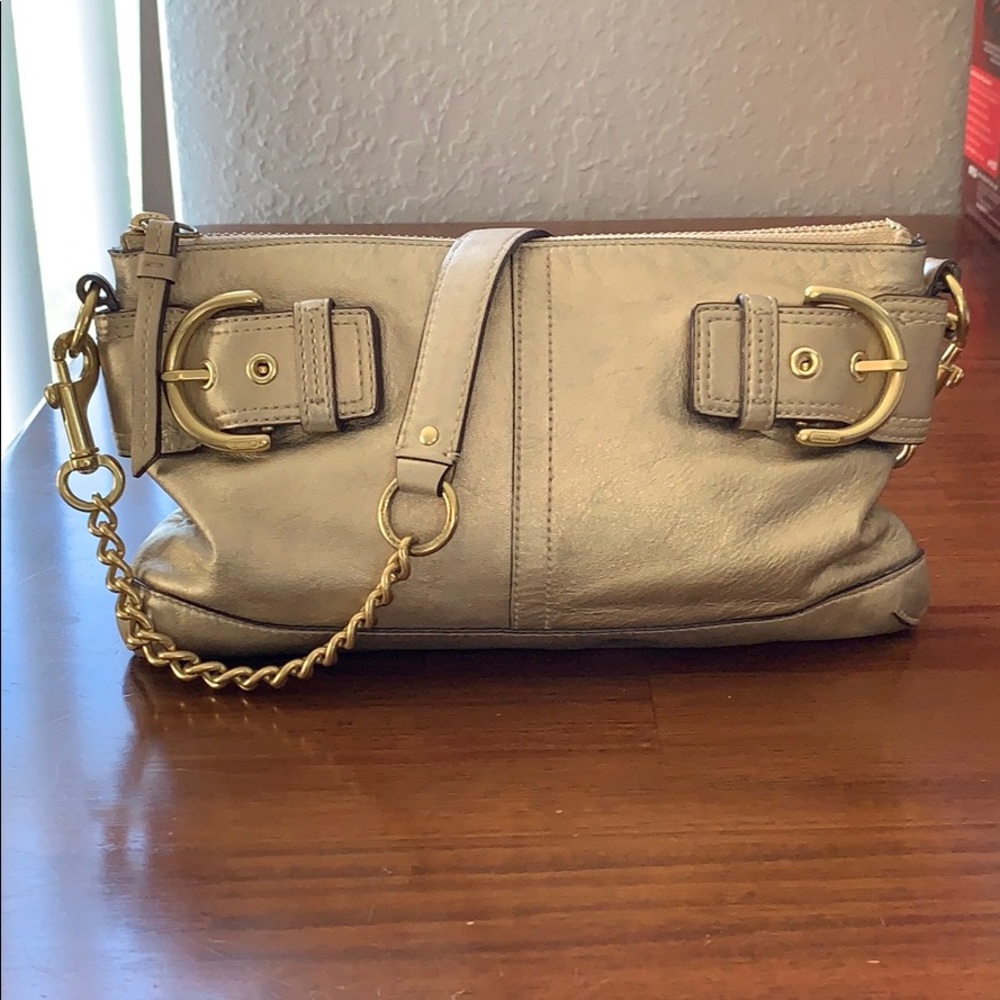 Coach Soho Metallic Gold Leather Handbag Genuine Gem